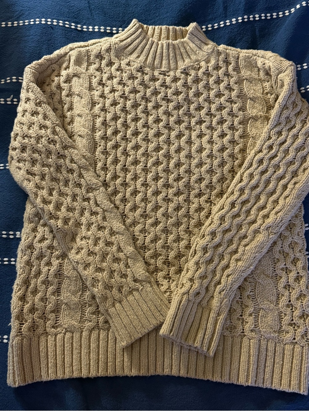 Ann Taylor Cable Knit Mock Neck Sweater - Cream